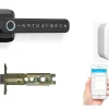 LOCKY Serrure Connectée|Serrure De Porte-Pack poignée biométrique connectée -5 à empreinte digitale, code et bluetooth + passerelle wifi