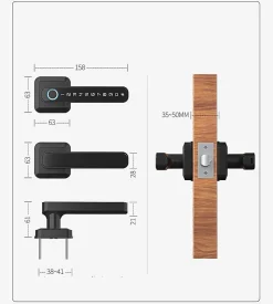 LOCKY Serrure Connectée|Serrure De Porte-Pack poignée biométrique connectée -5 à empreinte digitale, code et bluetooth + passerelle wifi