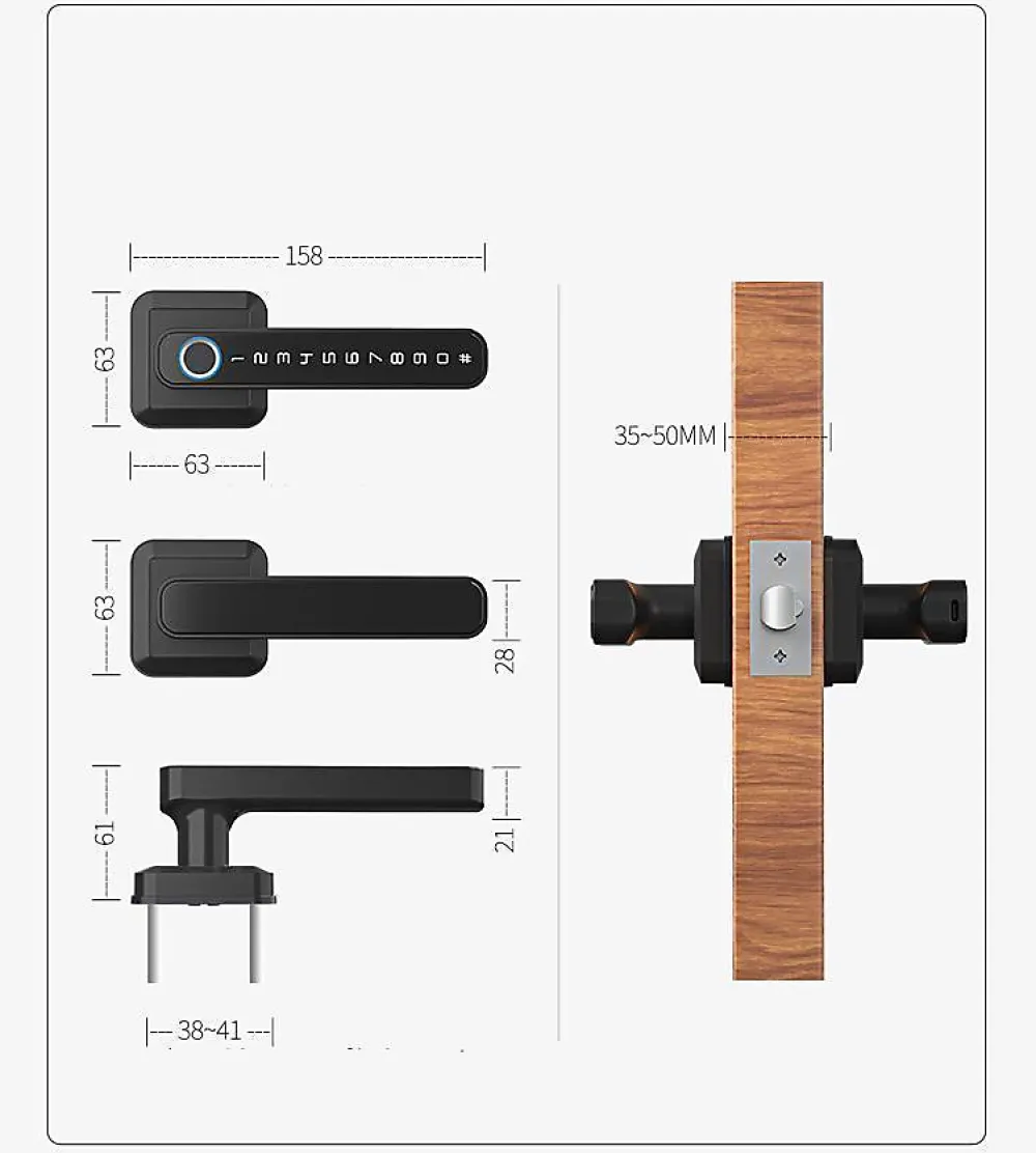 LOCKY Serrure Connectée|Serrure De Porte-Pack poignée biométrique connectée -5 à empreinte digitale, code et bluetooth + passerelle wifi