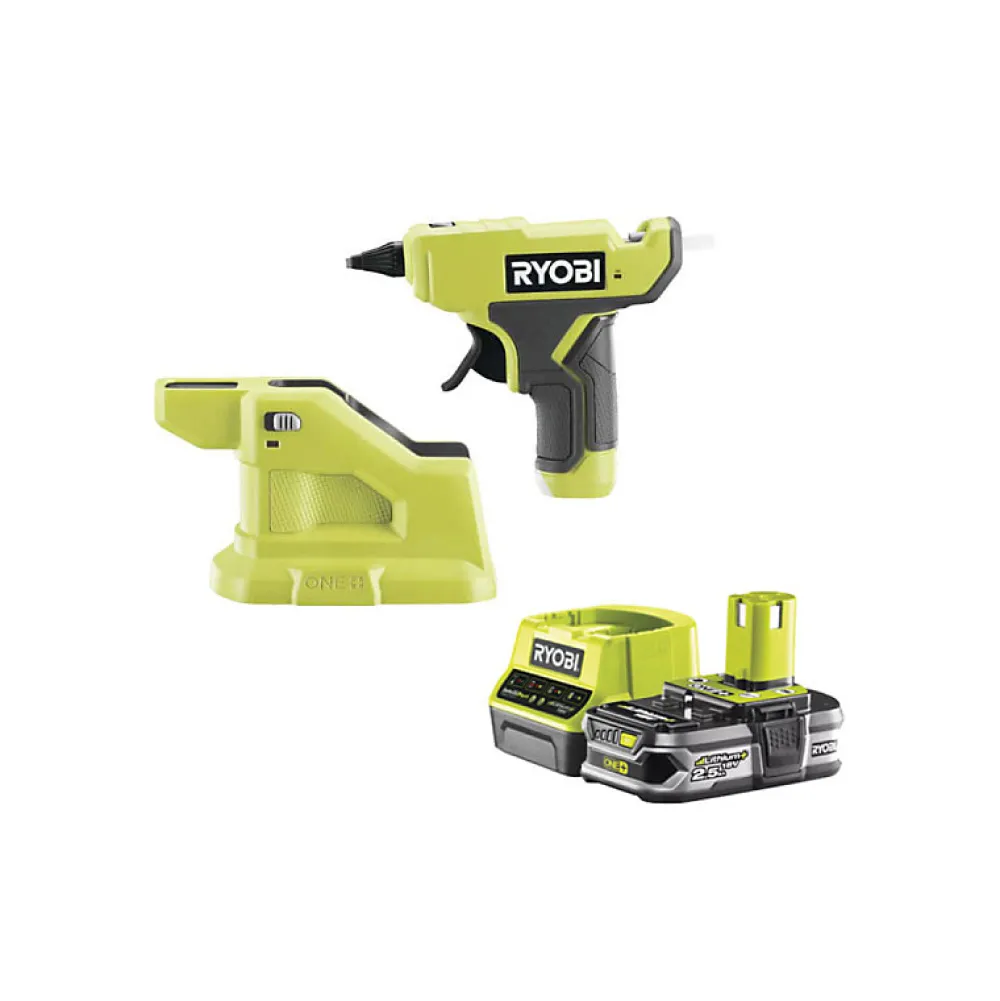 Ryobi Pack Pistolet à colle 18V One+ RGLM18-0 - 1 Batterie 2.5Ah - 1 Chargeur rapide RC18120-125