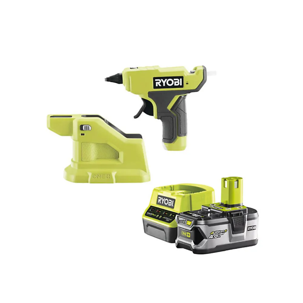 Ryobi Pack Pistolet à colle 18V One+ RGLM18-0 - 1 Batterie 4.0Ah - 1 Chargeur rapide RC18120-140