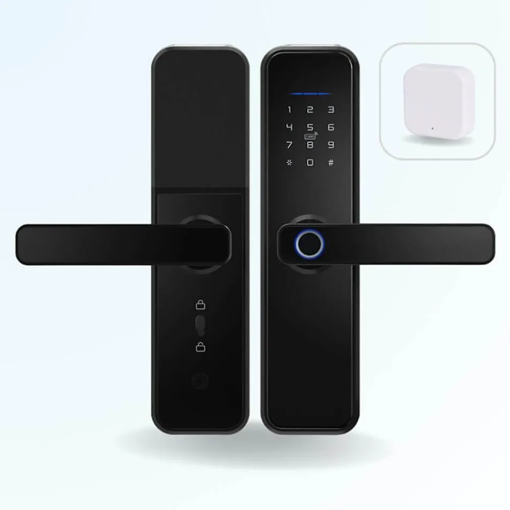 LOCKY Pack serrure connectée -2 biométrique, code, badge et bluetooth + passerelle wifi