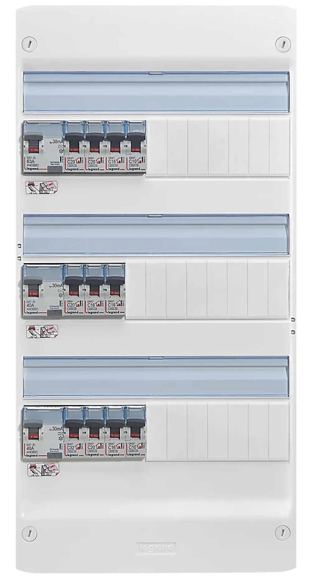 Legrand Pack tableau électrique pré-équipé et pré-câblé 3 rangées + porte blanche pour coffret
