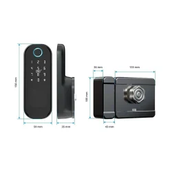 LOCKY Serrure Et Gâche Électrique-Pack verrou connectée -3 à code, badge et bluetooth + passerelle wifi
