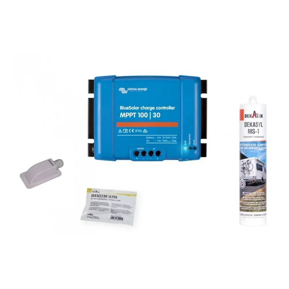 Antarion Pack 2x Panneaux solaire 120W + Kit de pose avec régulateur de charge Victron MPPT 440W 30A