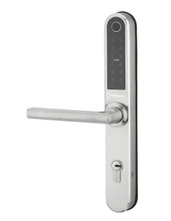 Thirard Paire de poignées connectées Intelock Multi, pour porte d'entrée, entr'axes 70mm, argent - INTELOCK