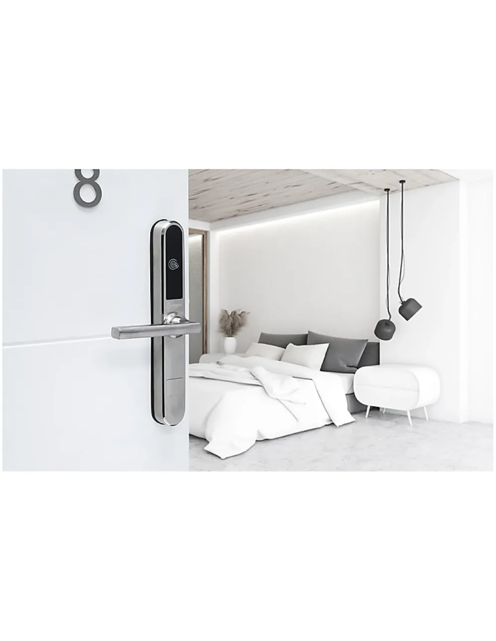 Thirard Paire de poignées connectées Intelock Room hôtel, pour porte d'hôtel, argent - INTELOCK