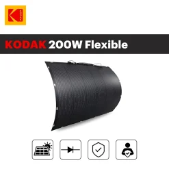 Kodak Panneau Solaire Plug And Play-Panneau Solaire Flexible 200W - Étanche IP68 - Léger et Durable - Adaptable aux Surfaces Courbes - Installation Facile