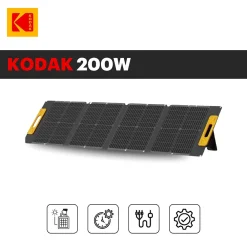 Kodak Panneau Solaire Portable 200W - Rendement 23% - Étanche IP65 - Léger et Pliable - Pieds Réglables - Connexions Multiples