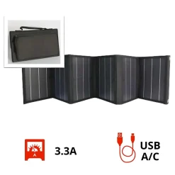 Protec Panneau solaire portatif pliable SolarTec 60 - 60W 18V 3.3A - 6 pans monocristallins - Port USB A/C - Câble DC -