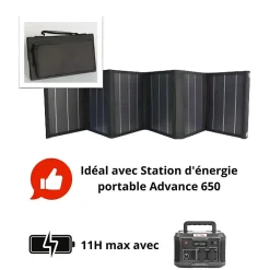 Protec Panneau solaire portatif pliable SolarTec 60 - 60W 18V 3.3A - 6 pans monocristallins - Port USB A/C - Câble DC -