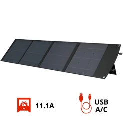 Protec Panneau solaire portatif SolarTec 200 - 200w 18V 6.6A - 4 pans monocristallins - Port USB A-C - Câble DC -