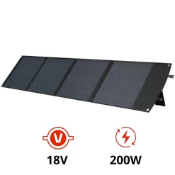 Protec Panneau solaire portatif SolarTec 200 - 200w 18V 6.6A - 4 pans monocristallins - Port USB A-C - Câble DC -