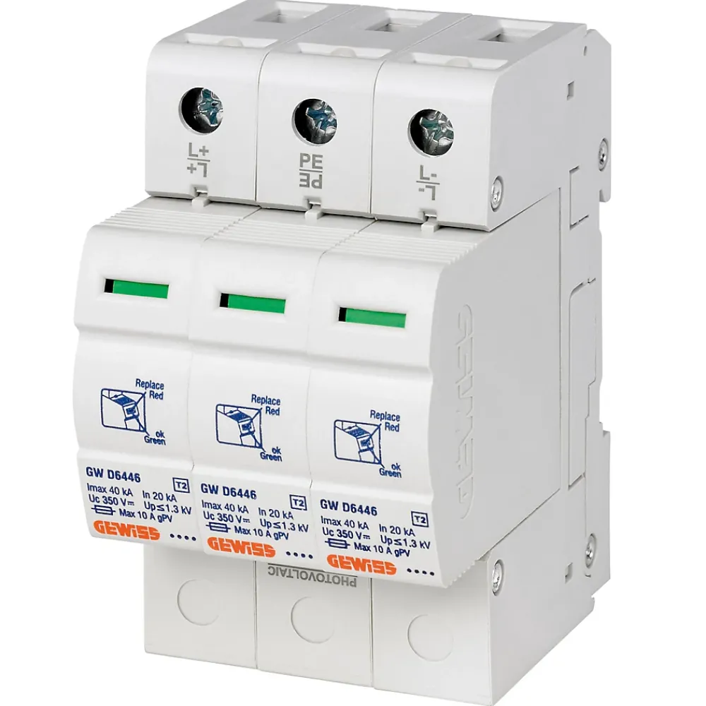 Gewiss Parafoudre pour application photovoltaïque 3 pôles 40 kA 1000 VCC Type 2 - - GWD6428