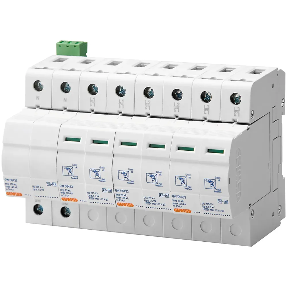 Gewiss Parafoudre-Parafoudre triphasé + neutre 25 kA - Type 1+2 - 8 modules - - GWD6405