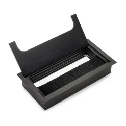 Emuca Passe-câbles de table Quadrum, rectangulaire, 159x80mm, à encastrer, Aluminium, Peint en noir
