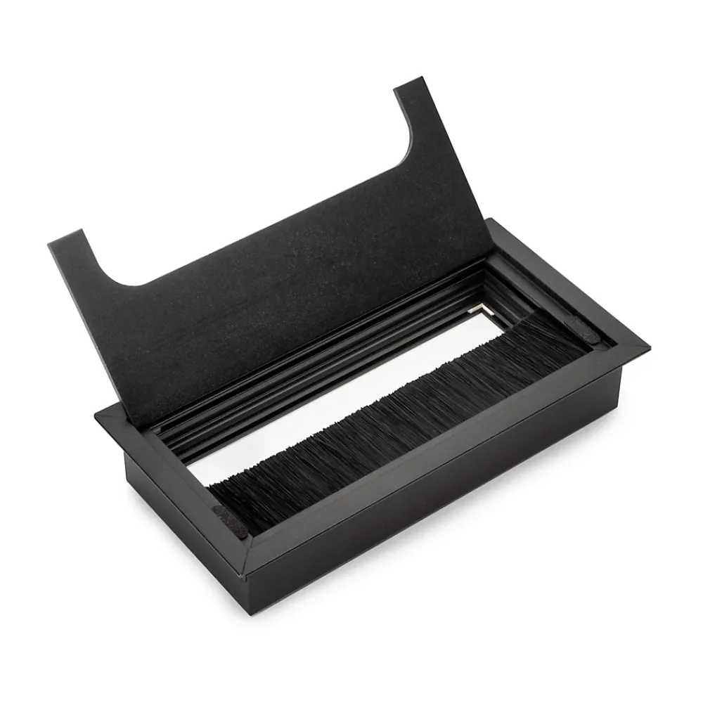 Emuca Passe-câbles de table Quadrum, rectangulaire, 159x80mm, à encastrer, Aluminium, Peint en noir