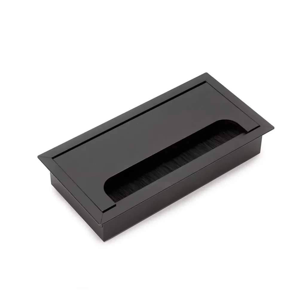 Emuca Passe-câbles de table Quadrum, rectangulaire, 159x80mm, à encastrer, Aluminium, Peint en noir