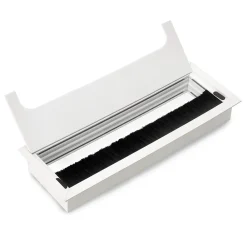Emuca Passe-câbles de table Quadrum, rectangulaire, 269x80mm, à encastrer, Aluminium, Peint en blanc