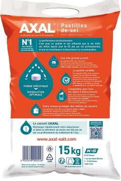 Axal Sel Pour Adoucisseur-Pastilles de sel pour adoucisseur d'eau 15kg