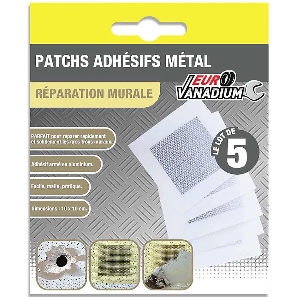Euro Vanadium Accessoire Pour Chauffe-Eau-Patch de réparation pour plaque de plâtre - Lot de 5