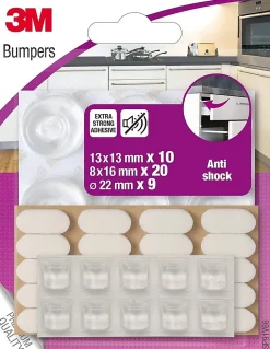 3M Patin adhésif amortisseur anti-choc transparent & blanc, assortiment 39 pièces