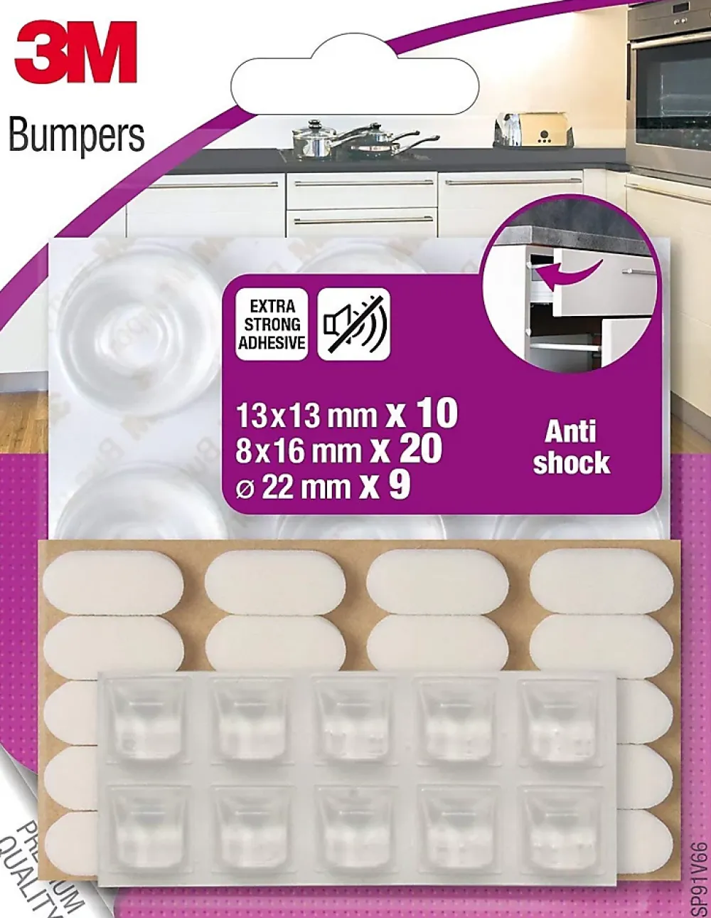 3M Patin adhésif amortisseur anti-choc transparent & blanc, assortiment 39 pièces