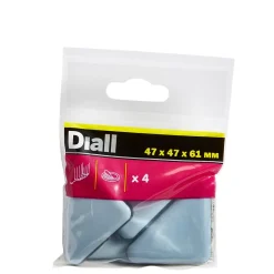 Diall Patin, Feutre Et Embout-Patin auto-adhésifs 45 x 45 mm x 4, blanc + gris/bleu