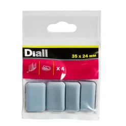Diall Patin, Feutre Et Embout-Patin auto-adhésifs 24 x 24 mm x 12, noir + gris/bleu