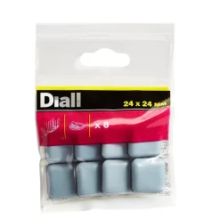Diall Patin, Feutre Et Embout-Patin auto-adhésifs 24 x 24 mm x 8, blanc + gris/bleu