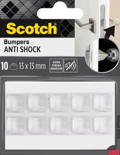 Scotch Patin, Feutre Et Embout-Patin bumper antichoc carré transparent 13 x 13 mm, lot de 10