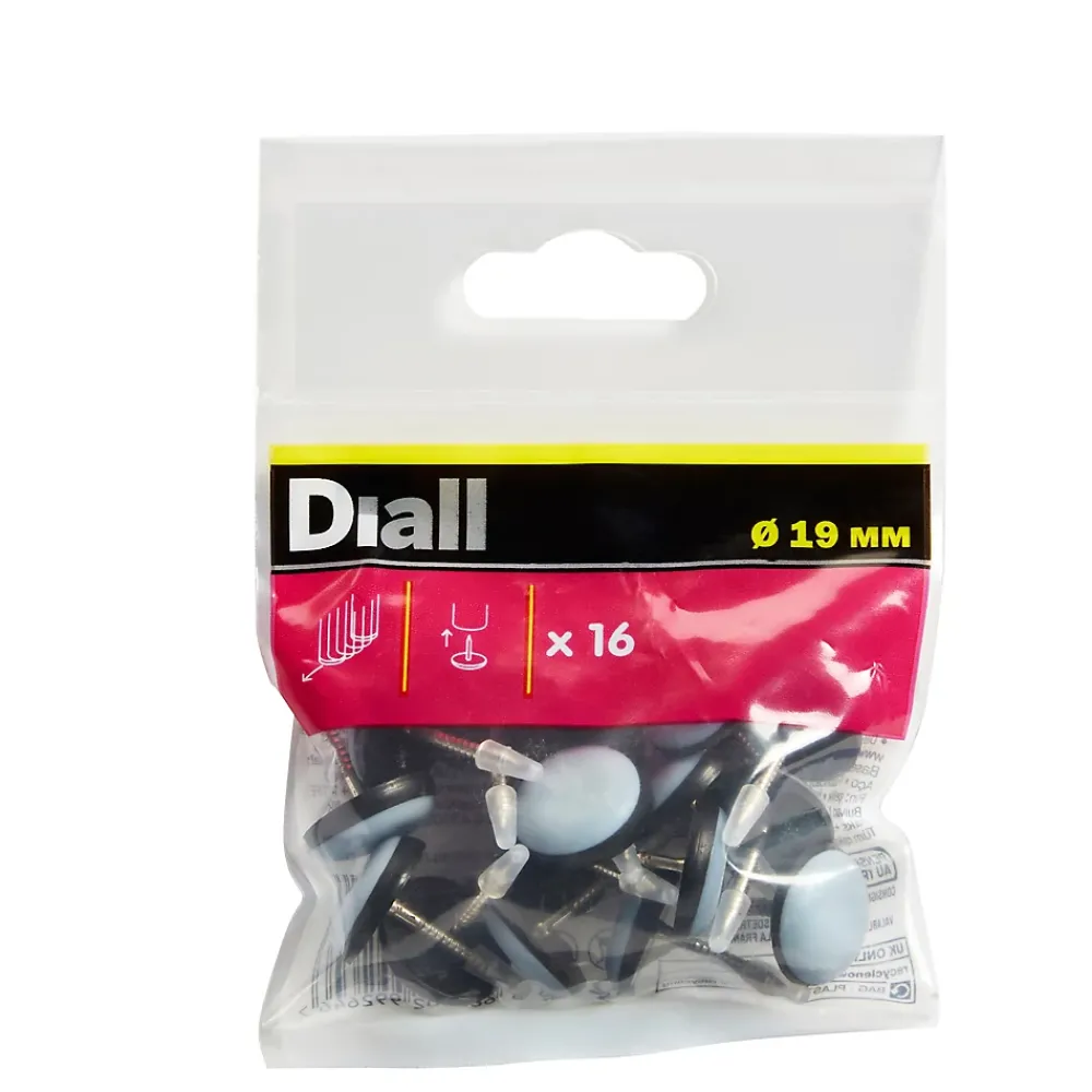 Diall Patin, Feutre Et Embout-Patin à clouer 19 mm x 16, noir + bleu/gris