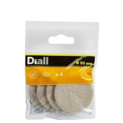 Diall Patin, Feutre Et Embout-Patin en feutre auto-adhésifs 50 mm x 4, beige