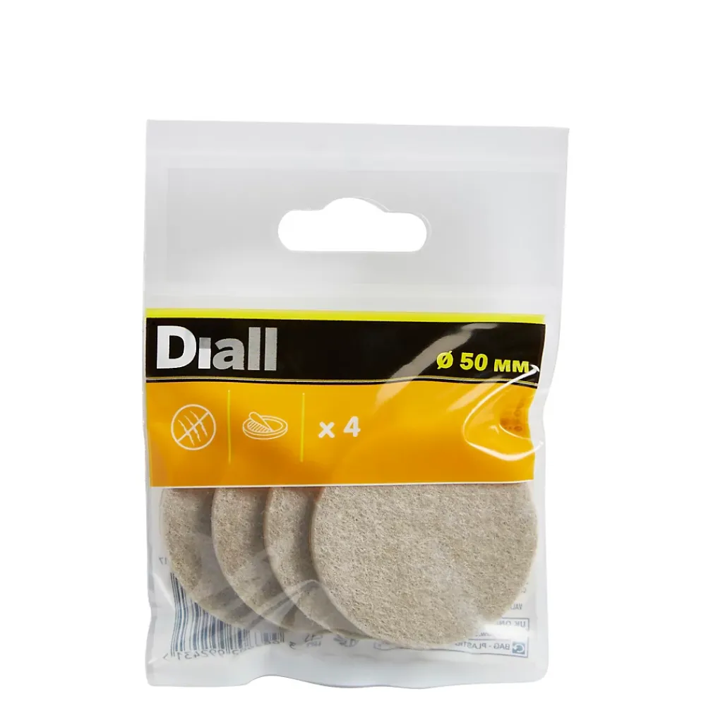 Diall Patin, Feutre Et Embout-Patin en feutre auto-adhésifs 50 mm x 4, beige