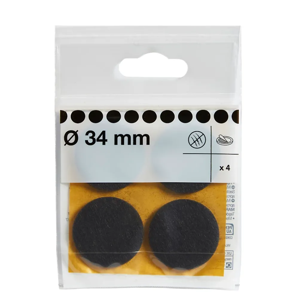 Diall Patin en feutre auto-adhésifs 34 mm x 4, marron