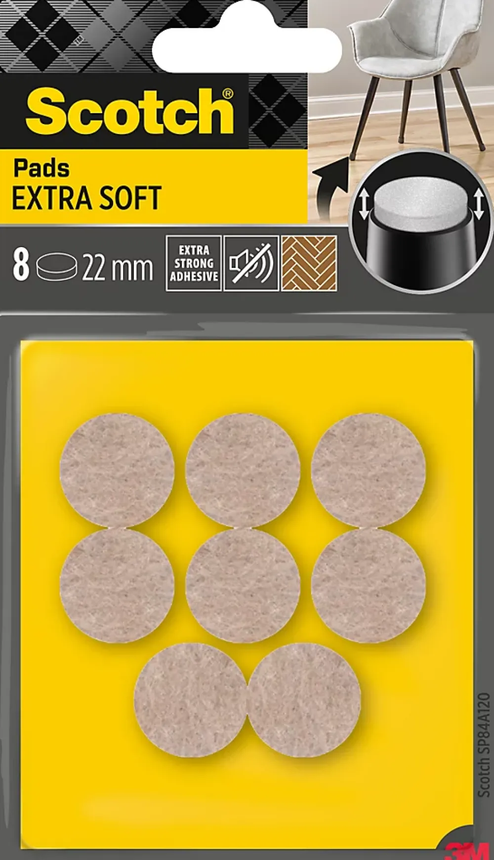 Scotch Patin en feutre laine adhésif rond beige ø22 mm