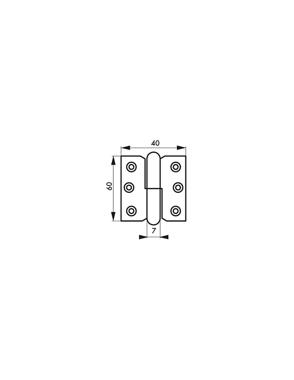 Thirard Paumelle De Porte, Meuble Et Fenêtre-Paumelle de porte de meuble / porte légère, 60x40mm, acier, droite -