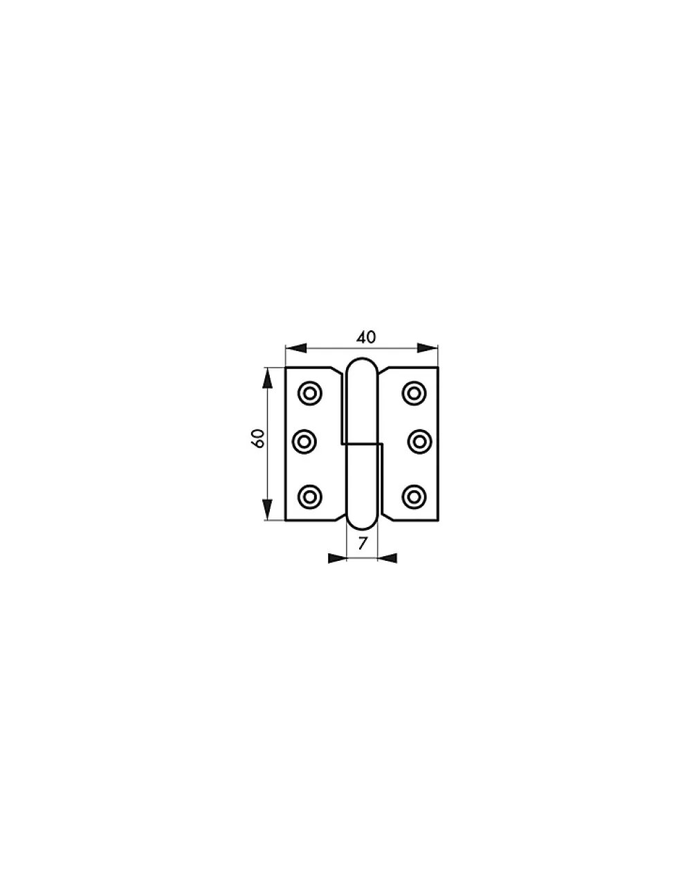 Thirard Paumelle De Porte, Meuble Et Fenêtre-Paumelle de porte de meuble / porte légère, 60x40mm, acier, gauche -