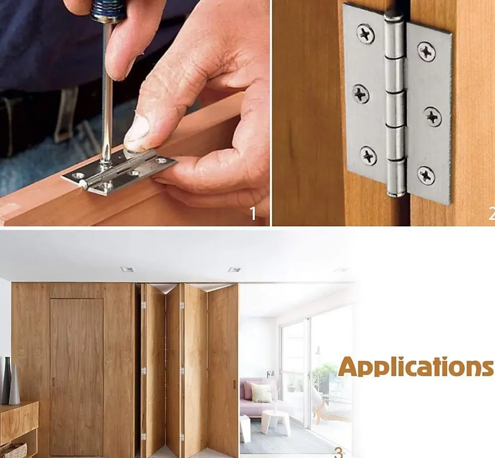 Deko Paumelle De Porte, Meuble Et Fenêtre-24 pcs en acier inoxydable meubles de maison matériel Charnière de porte Long 44 mm x 34 mm