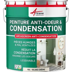 Arcane Industries Etanchéité Du Mur Intérieur-Peinture anti-condensation, anti odeur pour pièces humides : ARCASCREEN ANTI CONDENSATION Blanc Crème - 10 L -
