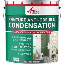 Arcane Industries Peinture anti-condensation, anti odeur pour pièces humides Gris Basalte - RAL 7012 - 10 L -
