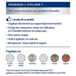 Ripolin Peinture anti-humidité blanc satin 2,5L + 20% gratuit