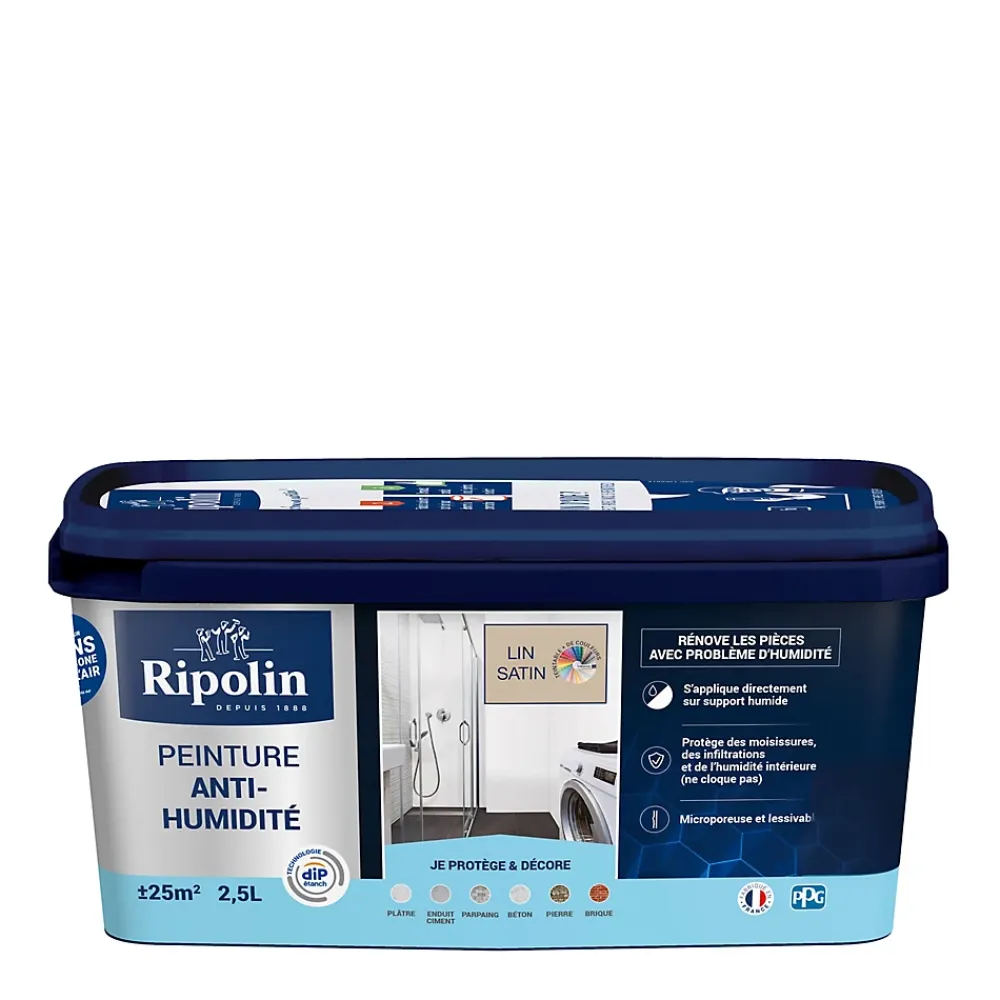 Ripolin Peinture anti-humidité intérieur satin lin L