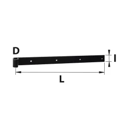 Afbat - Tb Industrie Sas Penture bout carré pour volet Ø16 mm L.80 x l.4 x H.4 cm noir Afbat