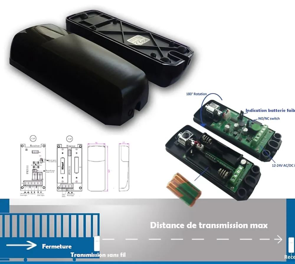 Hiland Photocellule sans fil orientable automatisme de portail