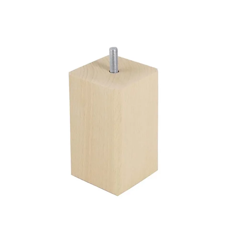 Bar plus Pied de lit carré en hêtre texture bois H. 10 x L. 5,5 cm