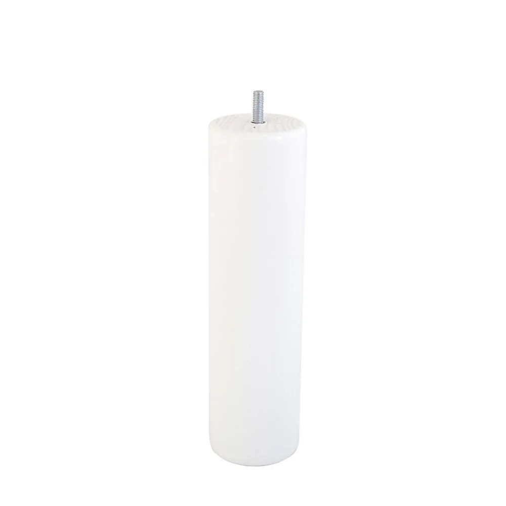 Bar plus Pied De Meuble-Pied de lit cylindrique en hêtre blanc H. 25 x Ø6,8 cm