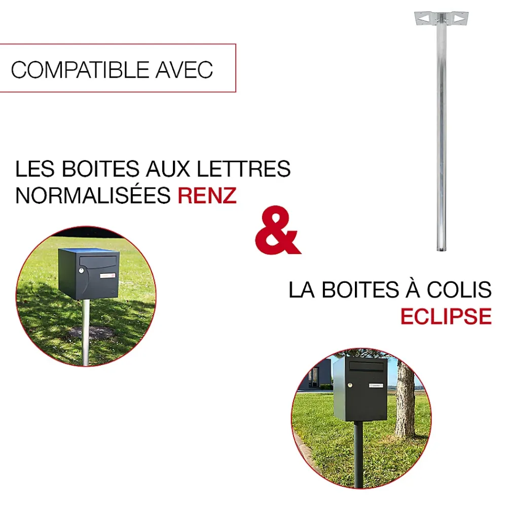 Renz Pied De Boîte Aux Lettres-Pied elliptique Aluminium brut