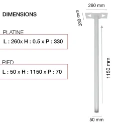 Renz Pied elliptique Blanc neige brillant RAL 9016B