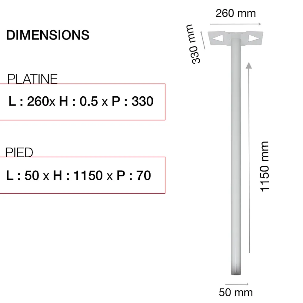 Renz Pied elliptique Blanc neige brillant RAL 9016B